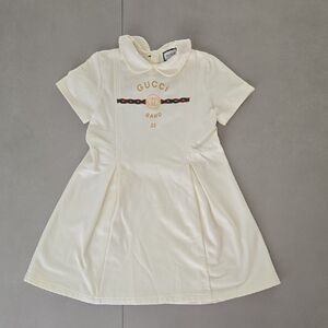 New Gucci Cream Girls Tennis Polo Dress with Signature Web Stripe Size 10Y